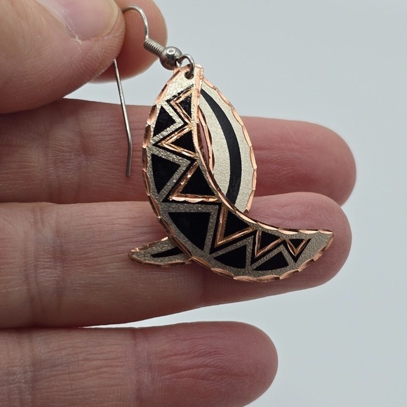 Crescent Moon Cooper Earrings Dangle Tribal Elegant Womens Fashion‎ Jewelry - Picture 7 of 8